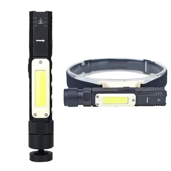 

COB LED Work Light USB LED Light 90 degreeRotate 5 Lighting Mode+netic Base+ Headwear Inspection Work Light 2Pc(L+S)