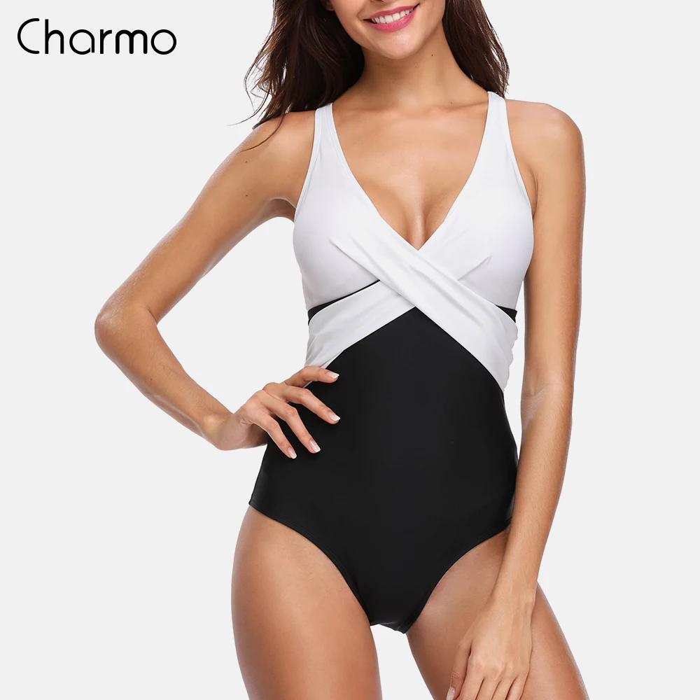 Женский слитный купальник Charmo купальный костюм с перекрестными цветными