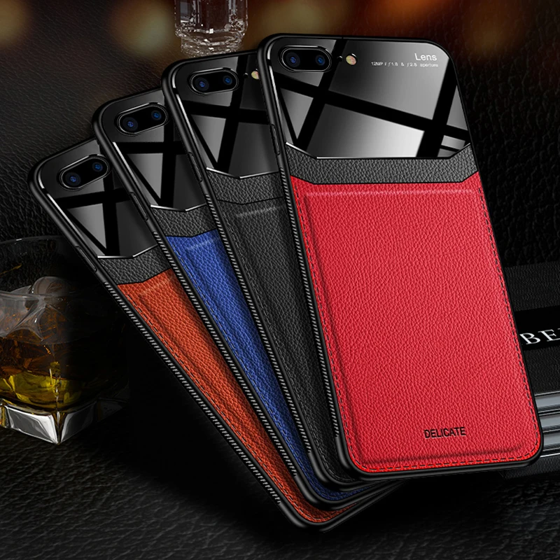 I coque, чехол, чехол, для Apple iphone 7 8 plus 8 plus 7plus на кожаном зеркальном стекле силикон для iphone 8 iphone 7 милые чехлы для телефонов