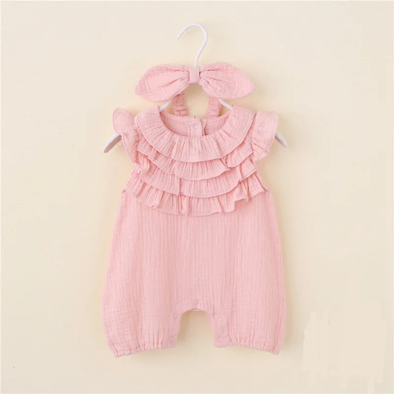 

New born baby girl clothes 0 3 baby girl clothes kids newborn baby girls romper rabbit headband Infantil Clothing solid Outfit