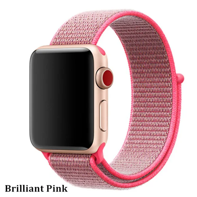 Последняя нейлоновый ремешок für apple watch группа 4 44 мм/40 мм, correa apple watch 3 42 мм/38 мм iwatch серии 4/3/2 bunte stecker чехол для телефона на руку - Цвет ремешка: Brilliant pink