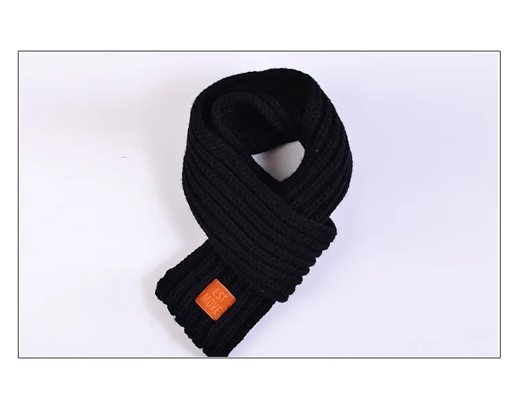 Black scarf Зимние Детские шарфы для маленьких мальчиков и девочек, шарф/шапка, однотонный мягкий шарф, воротник, детское эластичное кольцо, зимняя вязаная/Рождественская шапка - Цвет: Black scarf