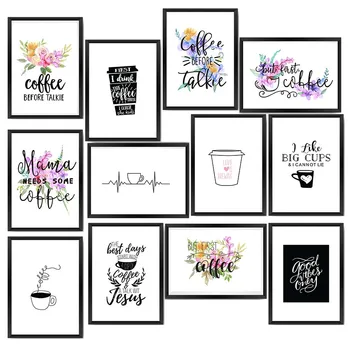 

Modern minimalist decorative style coffee cup simple font poster family cafe decoration poster No Frame Art Decor o700