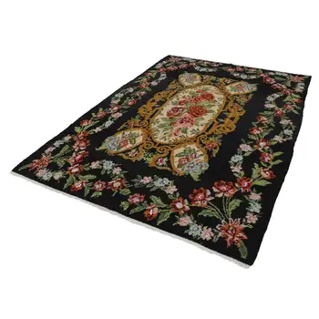 

205x304 Cm Black Handmade Vintage Moldovan Rugs Rug-7x10 Ft