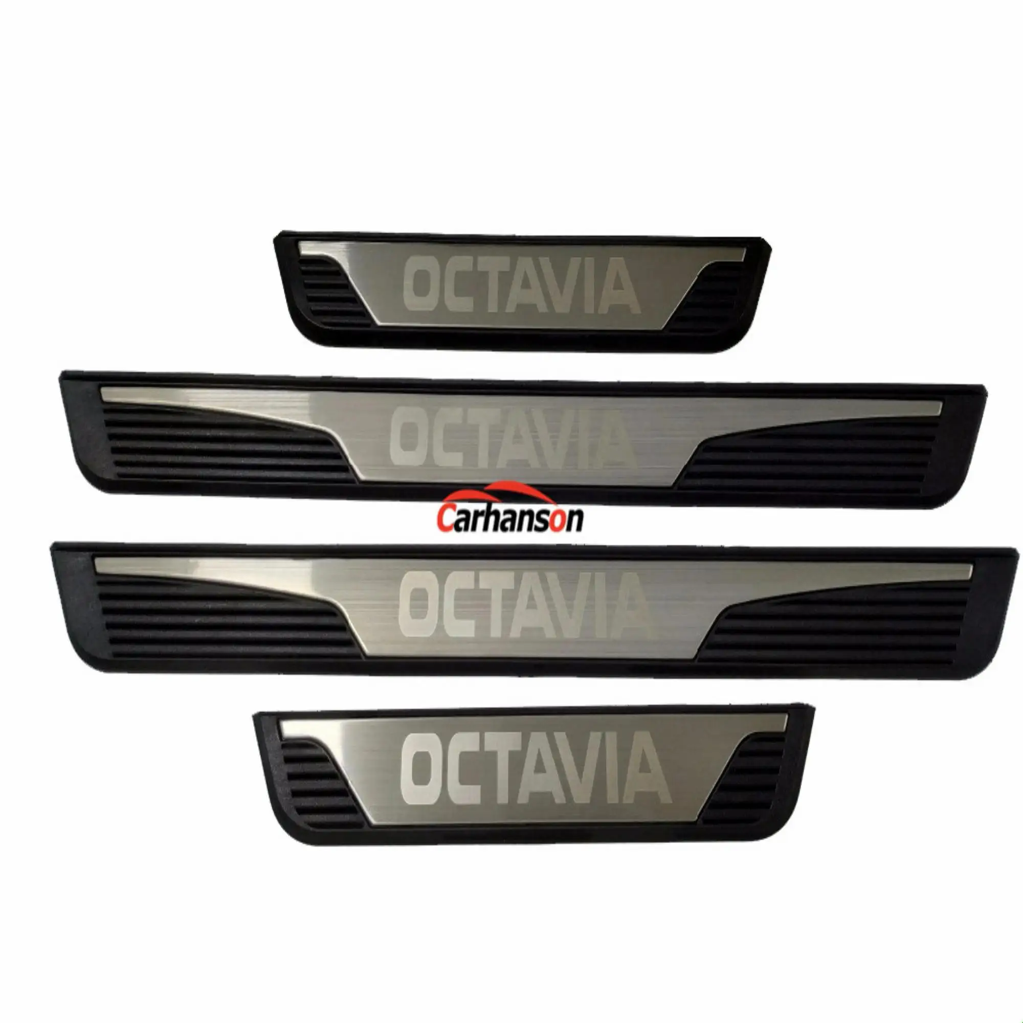 Аксессуары для автомобиля для Skoda Octavia A7, накладки на пороги из нержавеющей стали, защитные накладки, авто наклейки,, 4 шт - Цвет: Черный