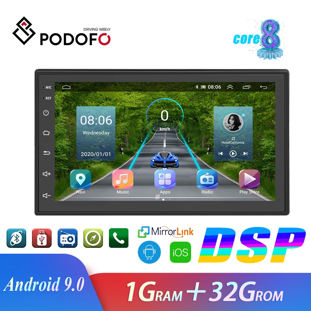 Автомагнитола Podofo универсальная мультимедийная стерео система на Android с GPS для Volkswagen Nissan Hyundai Kia Toyota