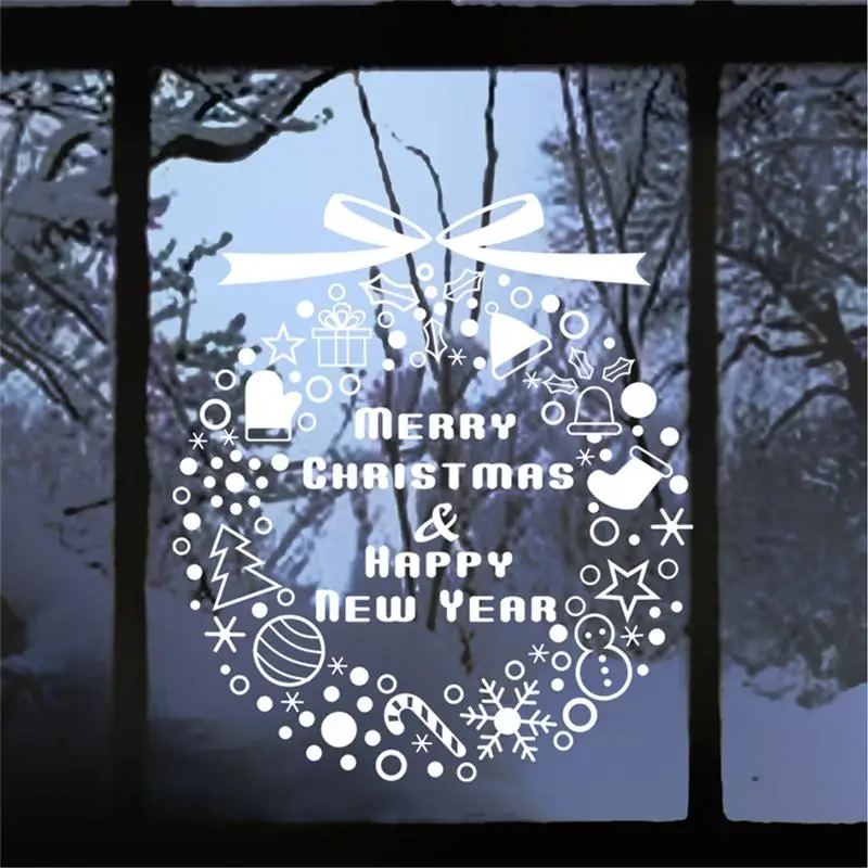 Merry Christmas Elements Wall Stickers For Shop Office Home Decor Window Decals Xmas Festival Theme Vinyl Art | Дом и сад