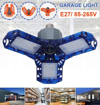 

LED Garage Light 360 Degrees Deformable Ceiling Light For Home Warehouse Workshop AC85-265V Folding Three-Leaf Deformation Lamp