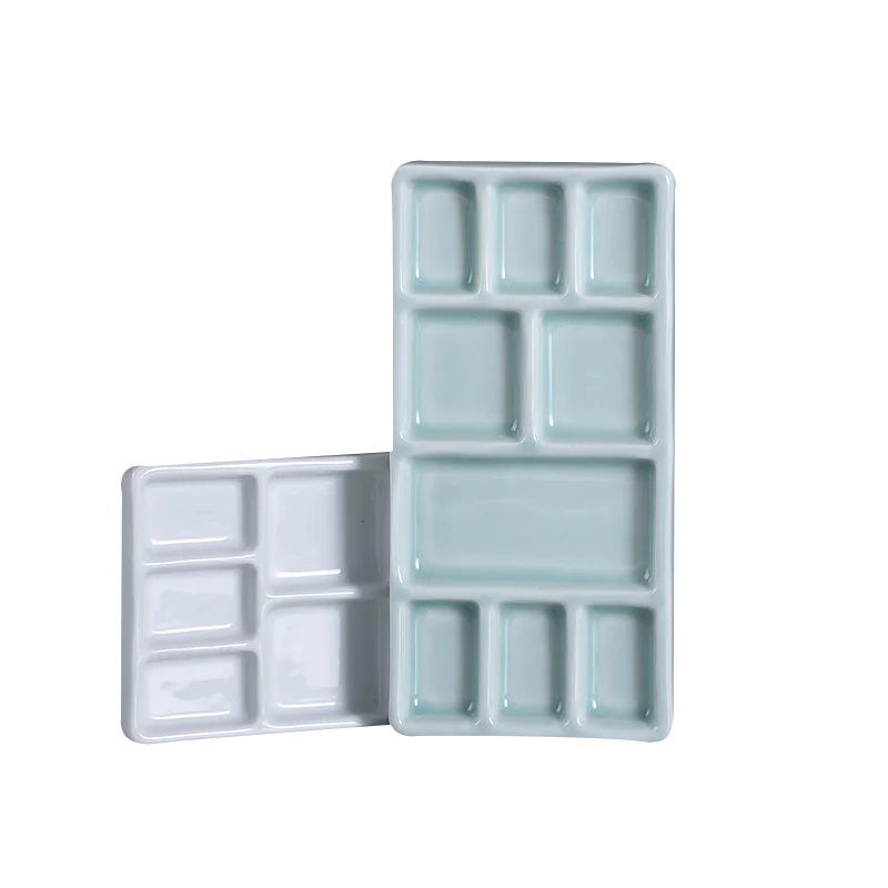 Ceramic Multi-grid Palette Watercolor Gouache Pigment Palette Porcelain Plate Jingdezhen Color Pigment Plate
