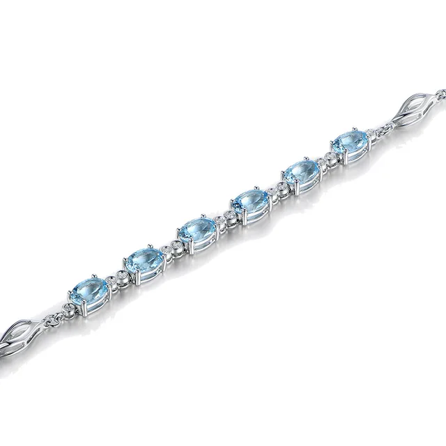 Bracelet Argent Aigue-Marine Pierres