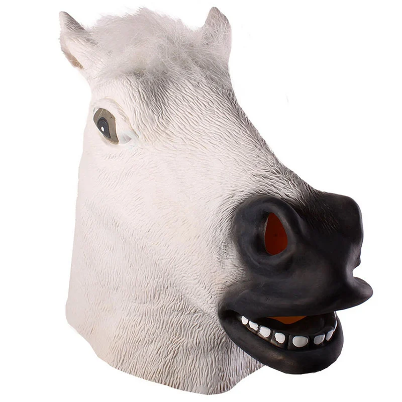 Маска лошади Хэллоуин Лошадь Маска для вечеринок жуткий костюм животного театральный шалость сумасшедшие вечерние Хэллоуин Декор - Цвет: Белый