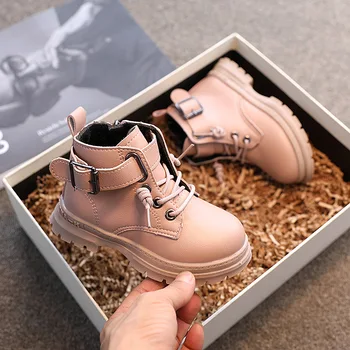 

Winter Boys Waterproof PU Leather Boots Kids Fashion Martin Boots 2020 New Autumn Girls Non-slip Plush Warm Cotton Shoes E231