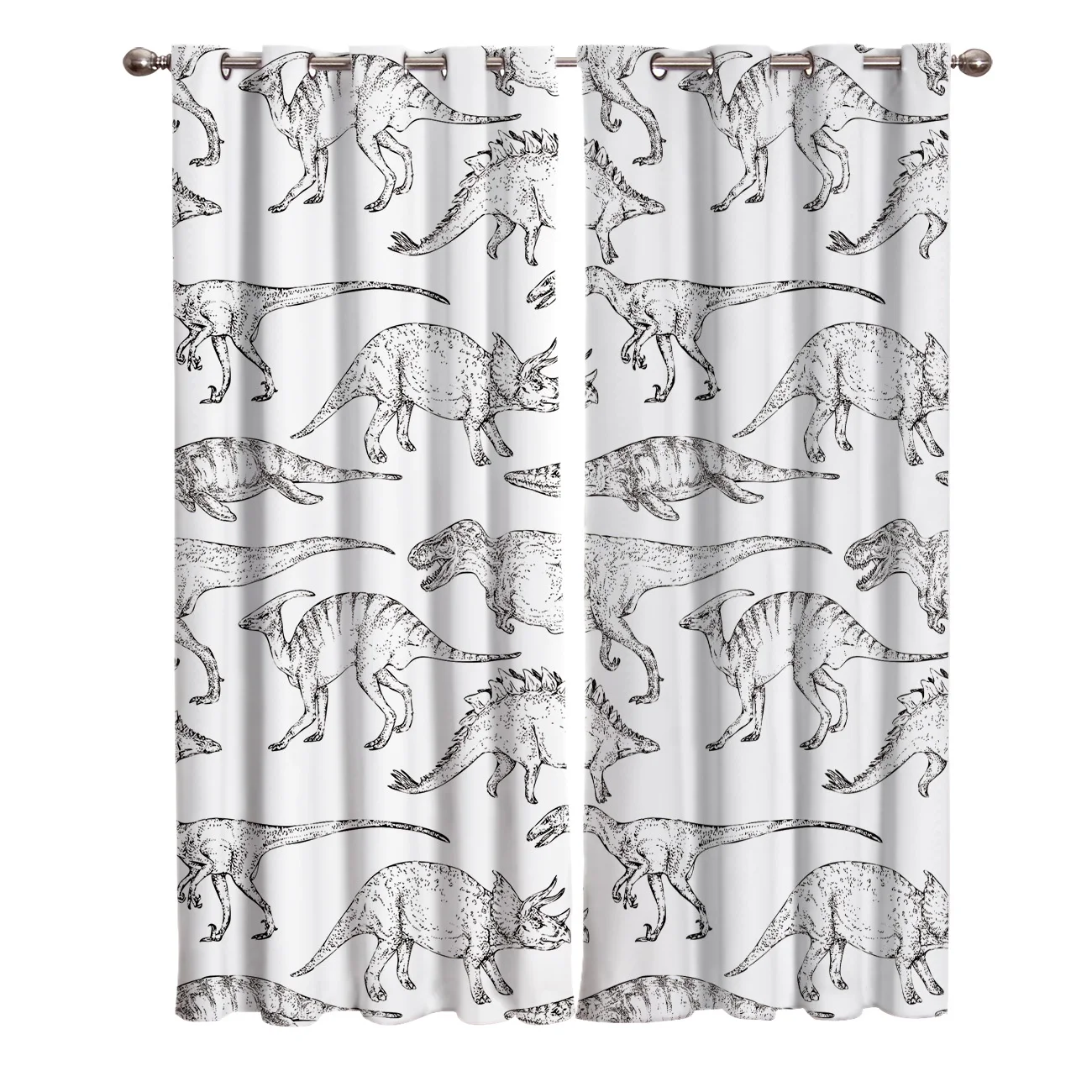 

Hand Draw A Dinosaur Room Curtains Window Outdoor Kitchen Indoor Fabric Decor Curtain Panels With Grommets Window Curtain Panels