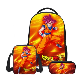 

Dragon Ball Prints 3PC Set Boys Girls School Shoulder Bags With Pencil Case Luxury Student Backpacks Children Bookbag