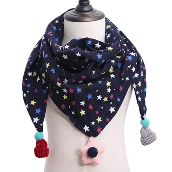 

Chilldren Cotton Cartoon Animal Print Scarf Winter Autumn Kid Scarf Baby Girl Triangle Scarves Print Bib Neckerchief 115 x 35cm
