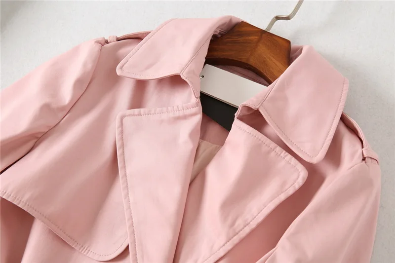 201hj осень стиль элегантный Slim Fit двубортный отложной опущенным воротником облегающее средней длины для похудения Тренч женщи