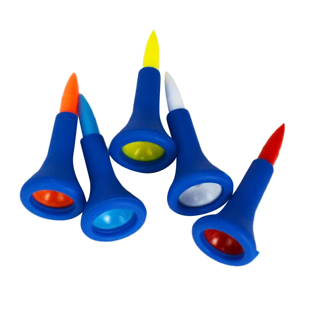 10Pcs Plastic Rubber Cushion Top Golf Tees Random Color 42mm + 83mm