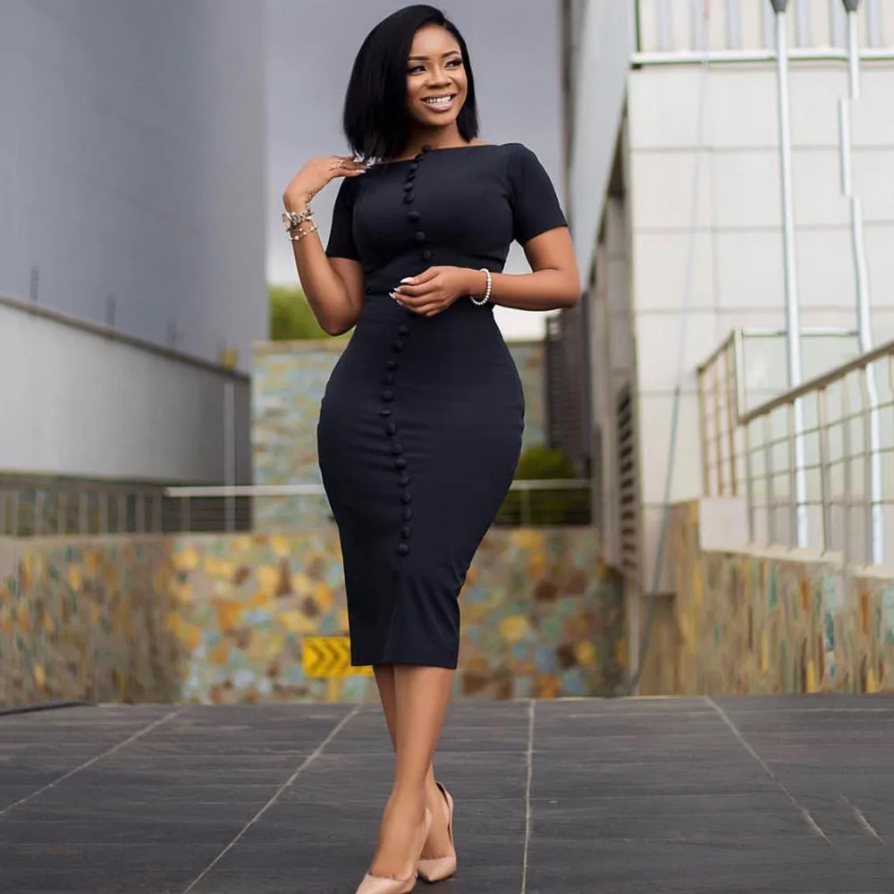 

Women Black Bodycon Dresses Robe Femme Sexy Backless Sheath Party Club Dress 2019 Summer African Lady Vestiods Dinner Midi Dress