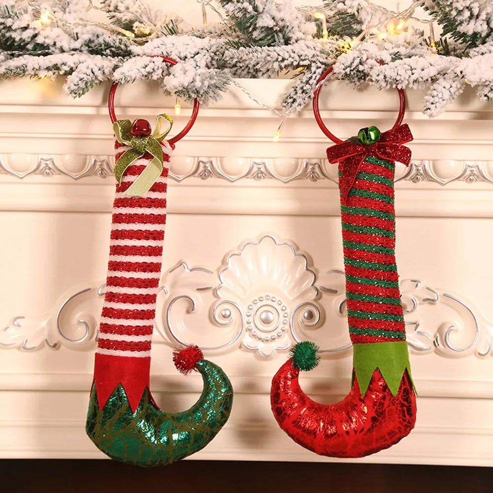 

2pcs Elf Foot Door Ring Bell Ring Ring Elf Boot Door Ring Ring Ring Ring Ring Iron Ring Christmas Decoration