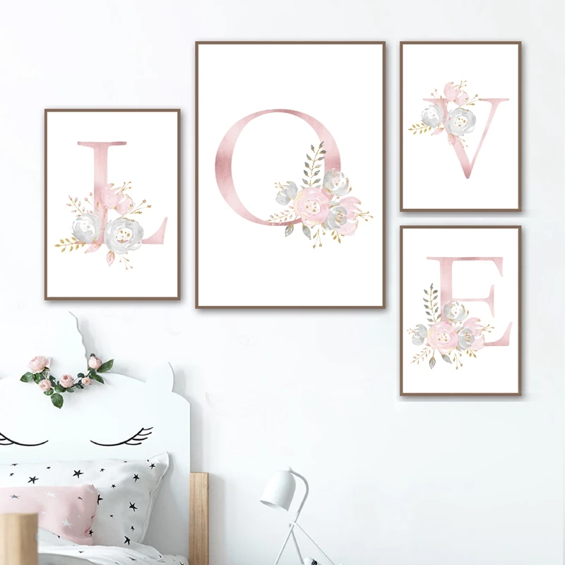 Peony Flower Babi Canvas Prints Baby Girl Room Decor