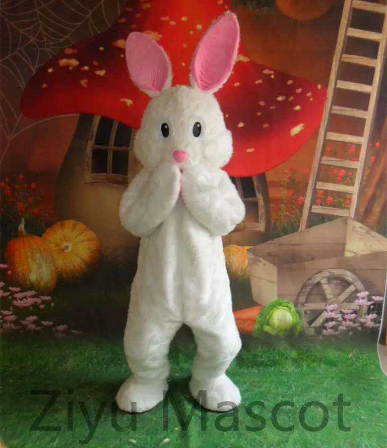 Easter Bunny Mascot Costume White Rabbit Cartoon Animal Lovely Ravbbit Fancy Dress Unisex Adults Outfit Advertising Parade Suit