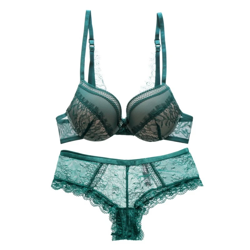 Conjunto de sujetador romántico de lujo para mujer, ropa interior de encaje, Push Up, bragas, conjuntos de lencería encaje|Conjunto de sujetador y braga| - AliExpress