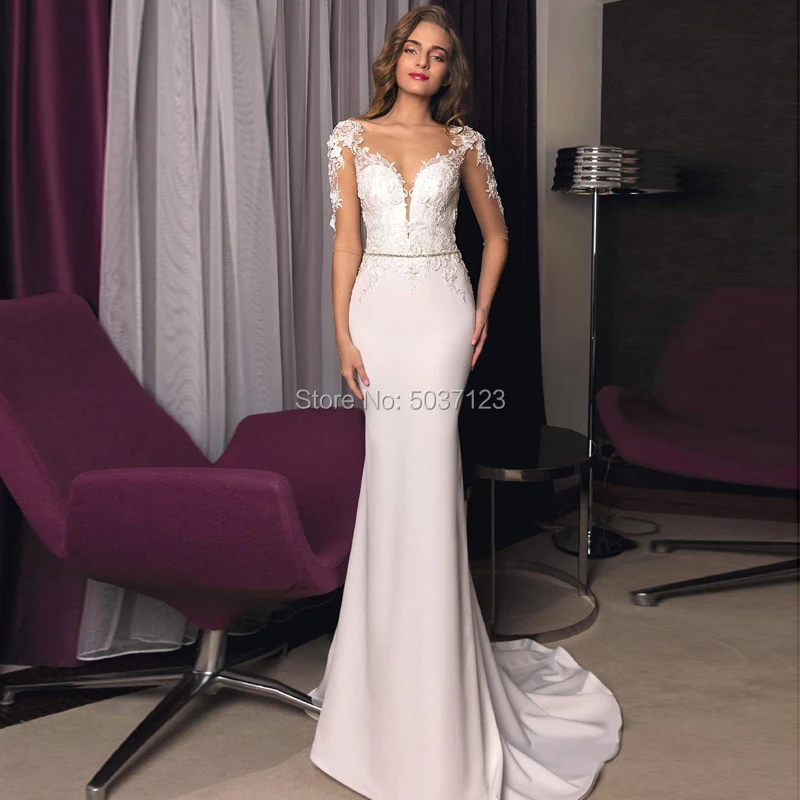 Кружевное атласное свадебное платье русалки милое платье с коротким рукавом со шлейфом без спинки Vestido De Noiva свадебное платье