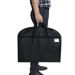Portable Dustproof Non-Woven Garment Bag Suit Storage Bag Cover For Clothes Suit Bag Trunk Black Holdall Dress Jacket Dust Cover