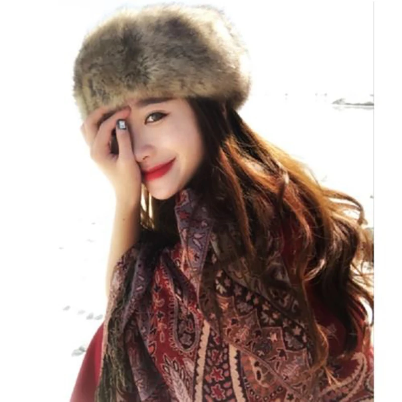 

Ski Hat Russian Cossack Fluffy Faux Fur Snow Cap Earmuffs Fashion New Mutil Color Warmer Ear Women