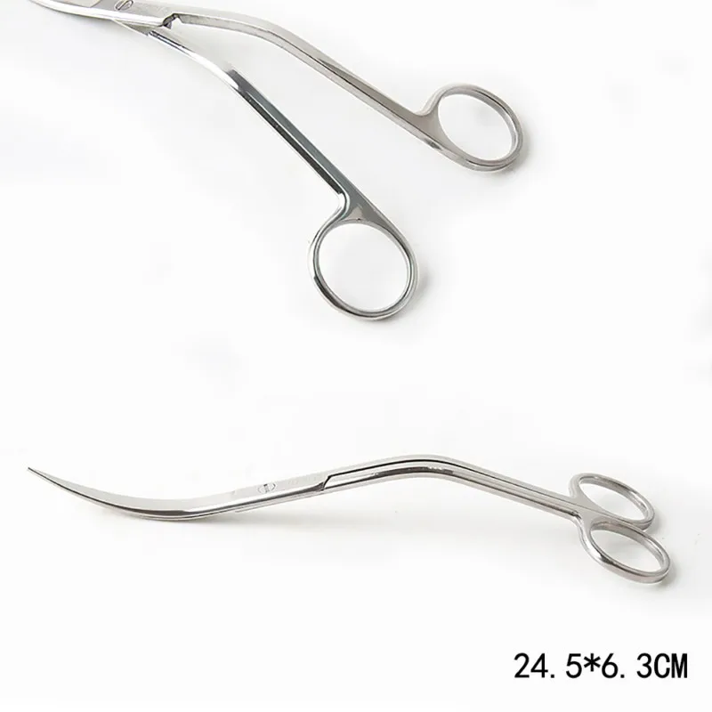 Professional Aquarium Fish Tank Aquatic Plant Cleaning Tools Tongs Scissor Long Stainless Steel Wave scissor curved Pet Supplies (6)