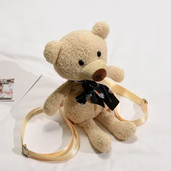 

2020 Celebrity Inspired Stylish Cartoon Bear Crossbody Plush Bag Cool Casual Student Shoulder Bag Can Hold Mobile Phone