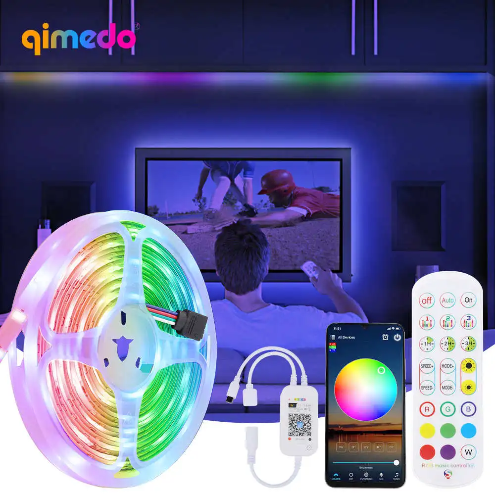 2835 Светодиодная ленсветильник SMD 3528 гибкая лента fita RGB светильник 5 м 10 15 Диодная DC12V Bluetooth/wifi/кнопка