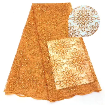 

2019 Newest Arrival Beautiful French Sequins Lace Fabric Net White Fashionable Bright African Lace Fabric For Party Dress