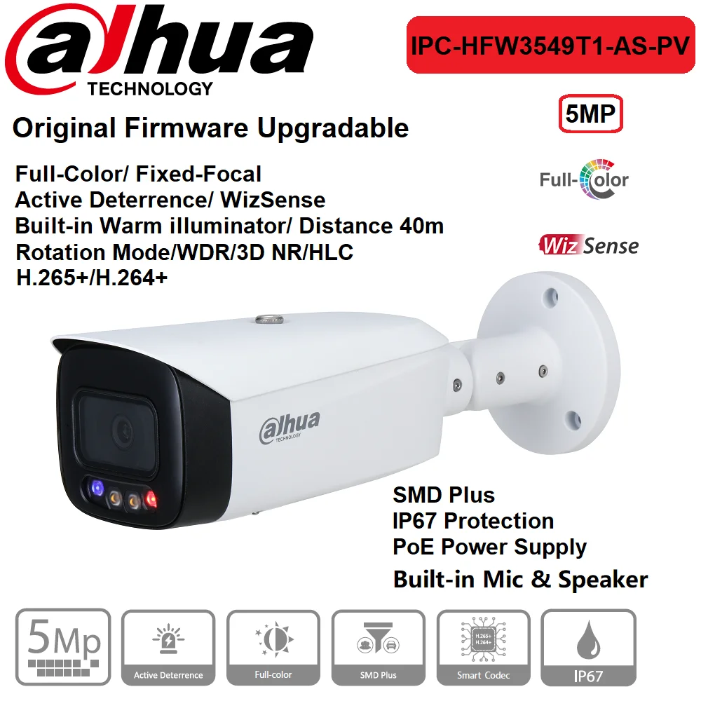 IP-камера Dahua 5 МП оригинальная с фиксированным фокусным расстоянием встроенным
