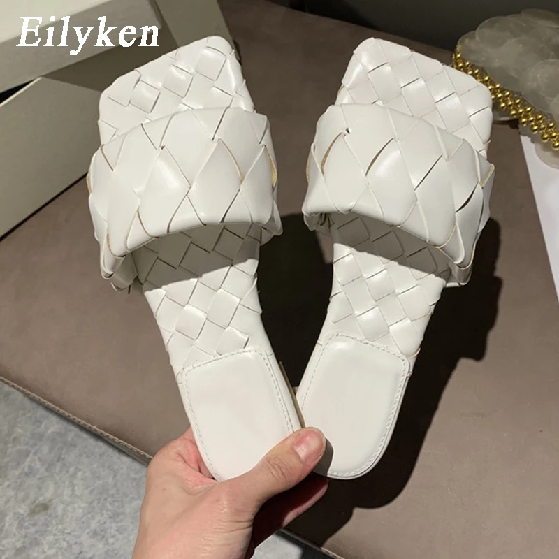 Eilyken/Популярные Модные Плетеные Кожаные женские туфли на плоской подошве с