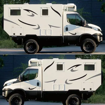 

For Caravan Travel Trailer Camper Van Stickers Black+Grey Accessory 1 Pair