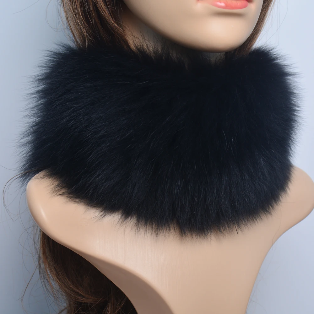 Fashion Lady Knitted Scarf Real Fox Fur Scarf Girls Warm Soft Knit Good Elastic Real Fox Fur Headband Brand Genuine Ring Scarves