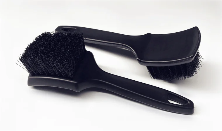 Lucullan Pure Balck Stiff Hair Cleaning Tools Car Detailing Brush For Car Frame Upholstery Tires Remove Dirt