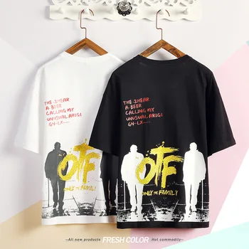 

Summer new women's street letter characters print loose short-sleeved T-shirt 22.92