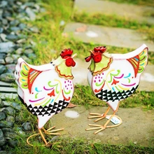 Петух металлический садовый Кол принося вибрацию в любой двор или сад установка окрашенная курица