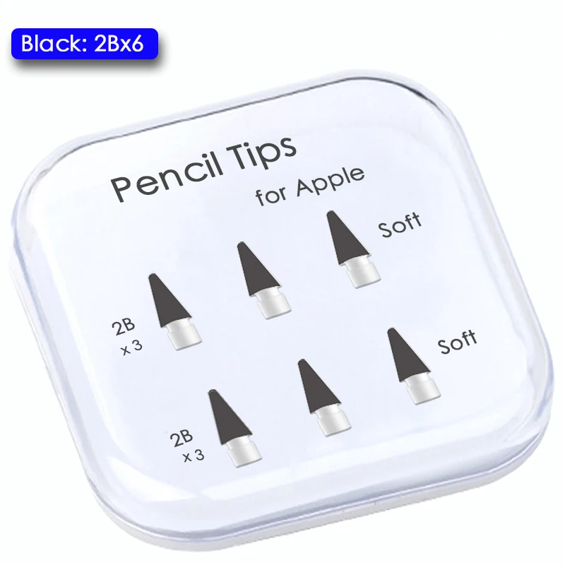 Peilinc Pencil Tips for Apple Pencil 1st / 2nd Generation, 2B Soft Double-Layered iPad Pencil Tip, White & Black Stylus Nib touch pen for pc Tablet Accessories