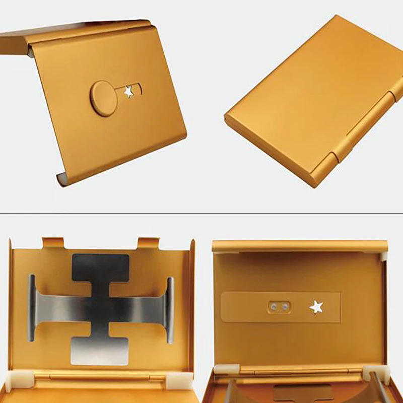 Sliding Stainless Steel ID Card Holders Men Business Card Cases Women Elegant Metal Hand-push Credit Bank Card Box