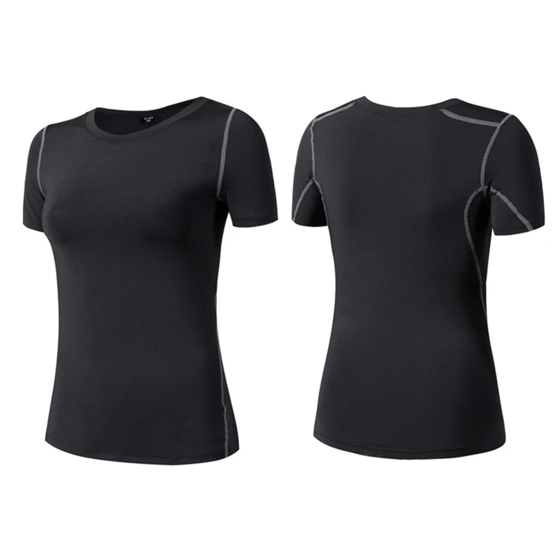 Customize Summer Quick Dry Running Shirts Women Sports Gym Fitness Elastic T-shirt Workout Training Rashguard Yoga Tops