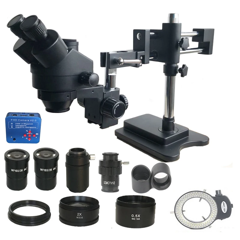 

3.5X-90X Double Boom Zoom Simul Focal trinocular stereo Microscope SMD Soldering 21MP HDMI USB microscopio digital camera tools
