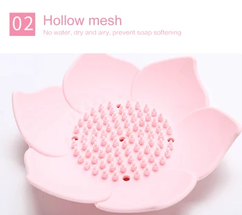 

1pc Lotus Shape Soap Box Storage Drain Plate Dishes Holder Silicone Bathroom Accessories Bathroom Shower White Black Blue Pink