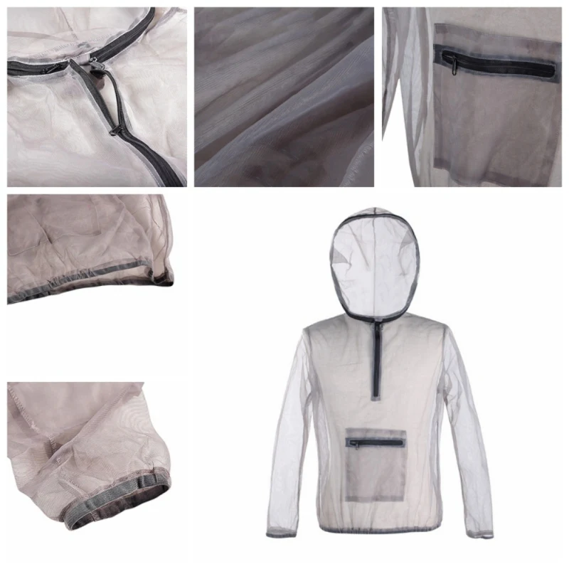 На открытом воздухе Анти-москитное пальто Рыбалка насекомых сетчатая лодка комаров пчелиная курточка с капюшоном дышащая походы, рыбалка, пеший туризм жилеты