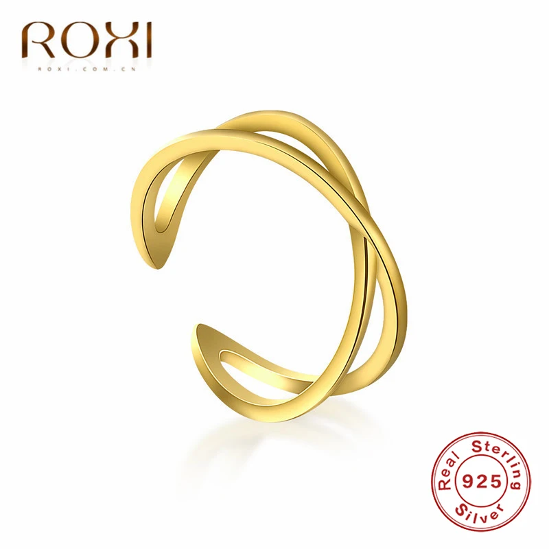 ROXI, Ретро стиль, 925 пробы, серебряный крест, кольца для женщин, подарок на свадьбу, модные ювелирные изделия, большое регулируемое кольцо, минималистичное кольцо на палец