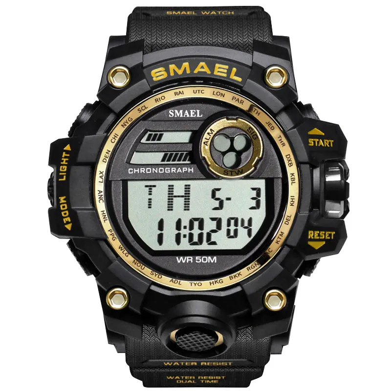 D1545gold Часы smael мужские модные S Shock светодиодный цифровые часы мужские военные спортивные часы электронные часы horloge heren erkek Kol saati - Цвет: D1545gold