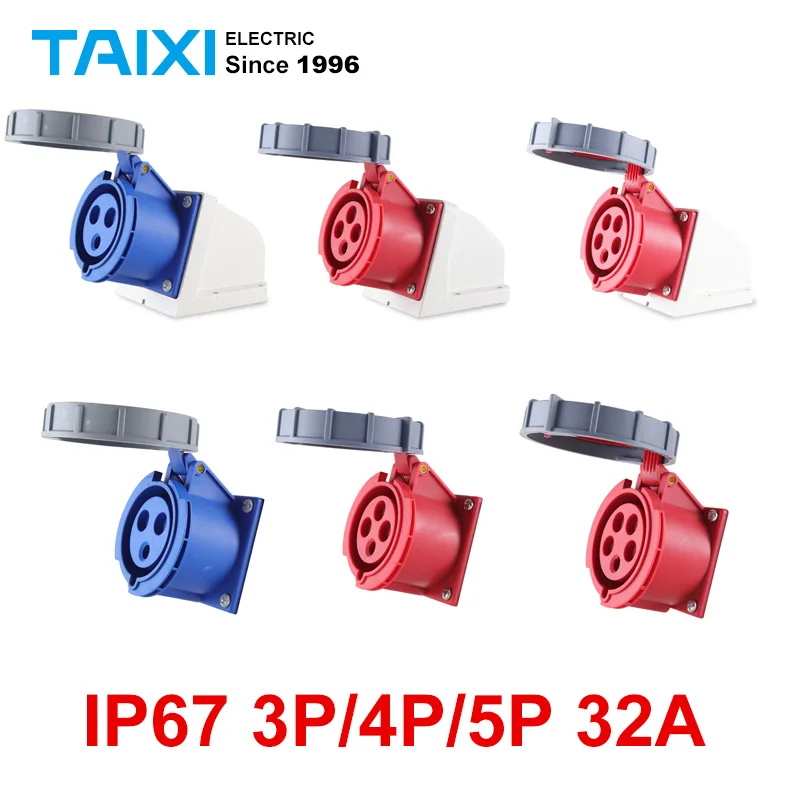 

3P 4P 5P 32A Industrial Waterproof Socket High Power IP67 Waterproof Explosion-proof Surface Mounted Socket, Concealed Socket