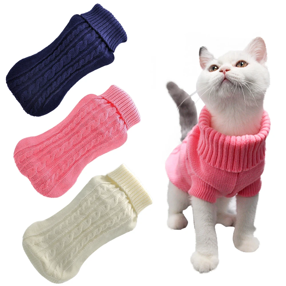 Pet Sweater Winter Warm Cotton Cat Clothes Knitted Puppy Sweater